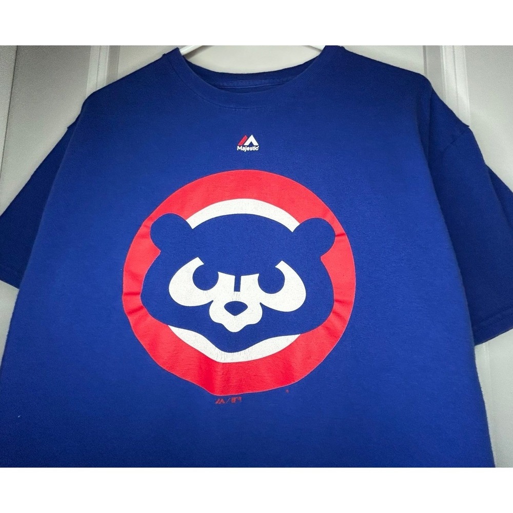 MLB Chicago Cubs Throwback Logo Majestic Baseball T-Shirt Sz Mens Large